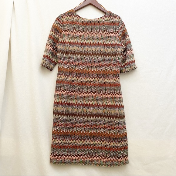 Dress Barn 70’s Vibe Crochet Shift Dress with Suede Collar - Picture 2 of 7